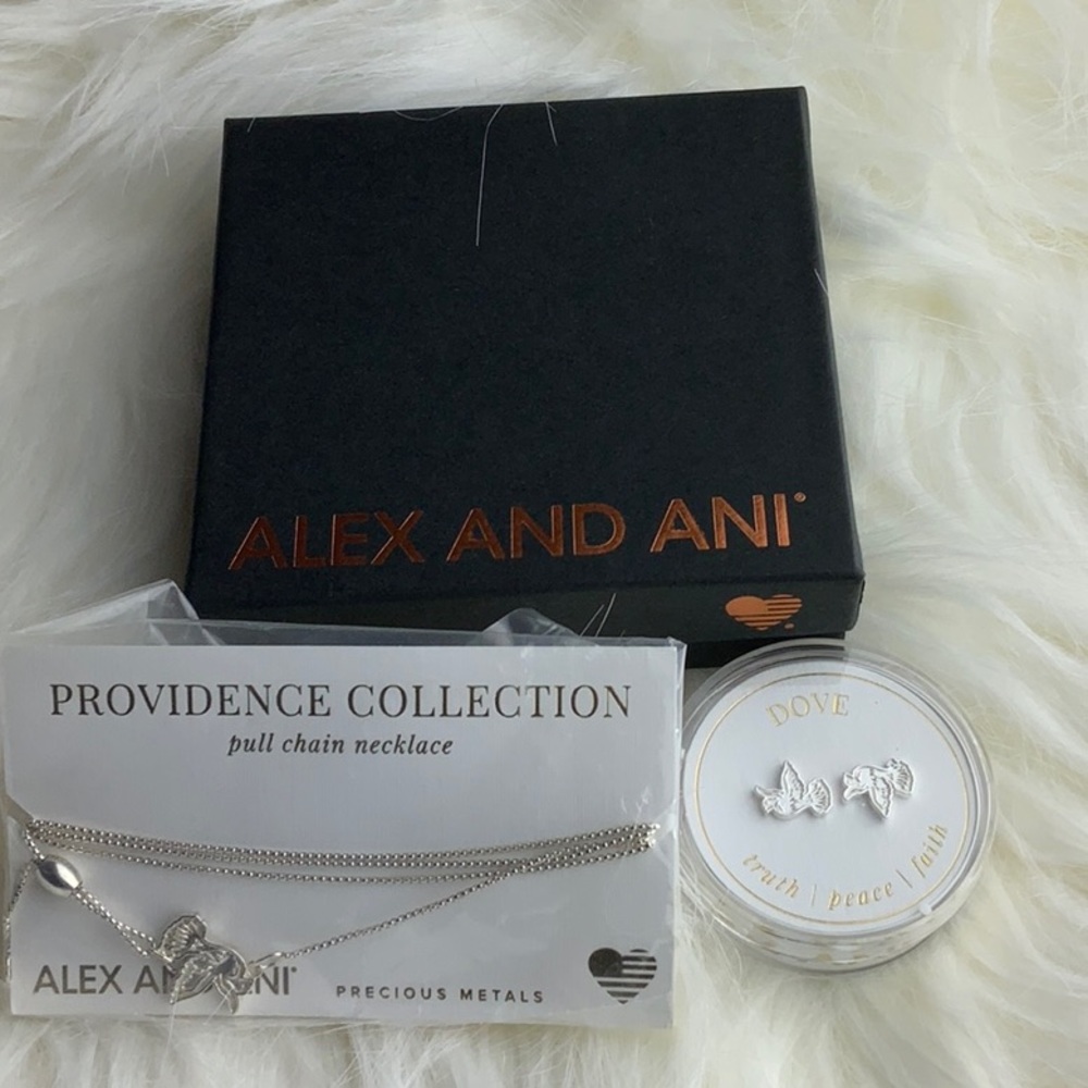 Alex & Ani Sterling Silver Necklace Earrings Gift set - Women Jewelry